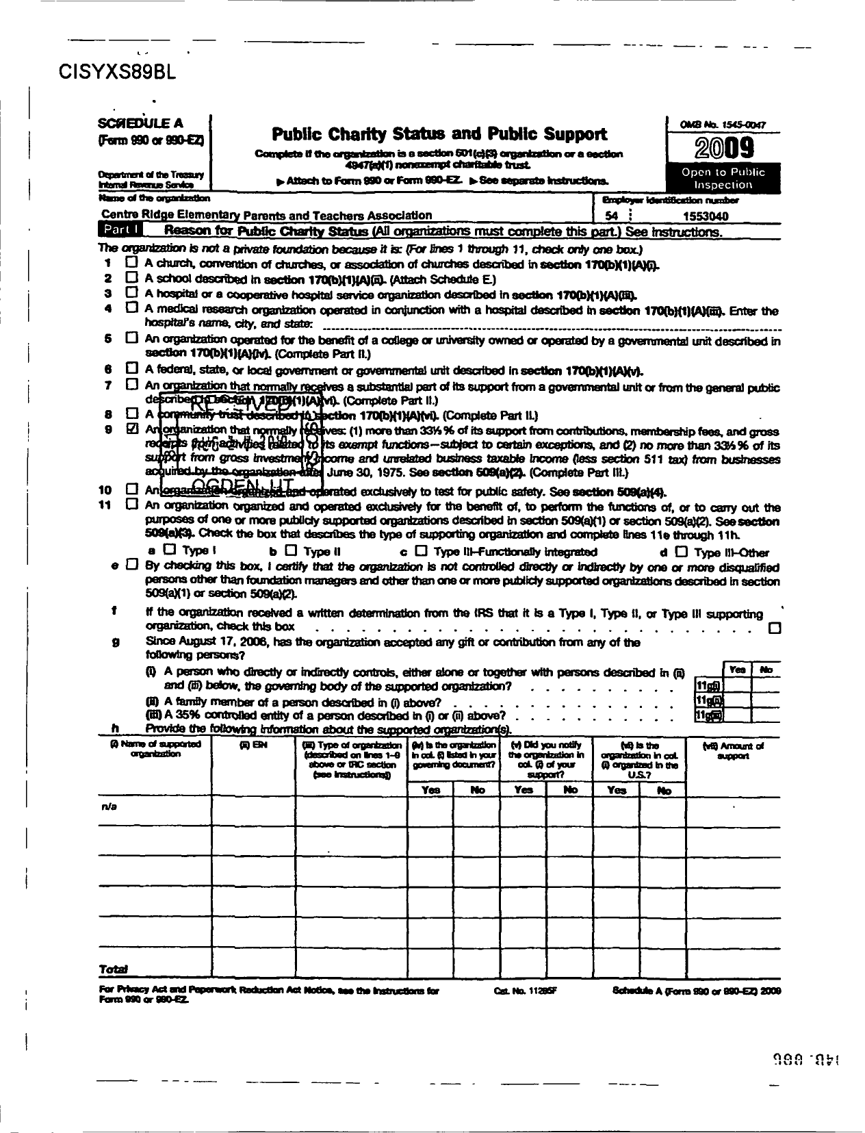 Image of first page of 2008 Form 990ER for Virginia PTA - Centre Ridge Elementary PTA