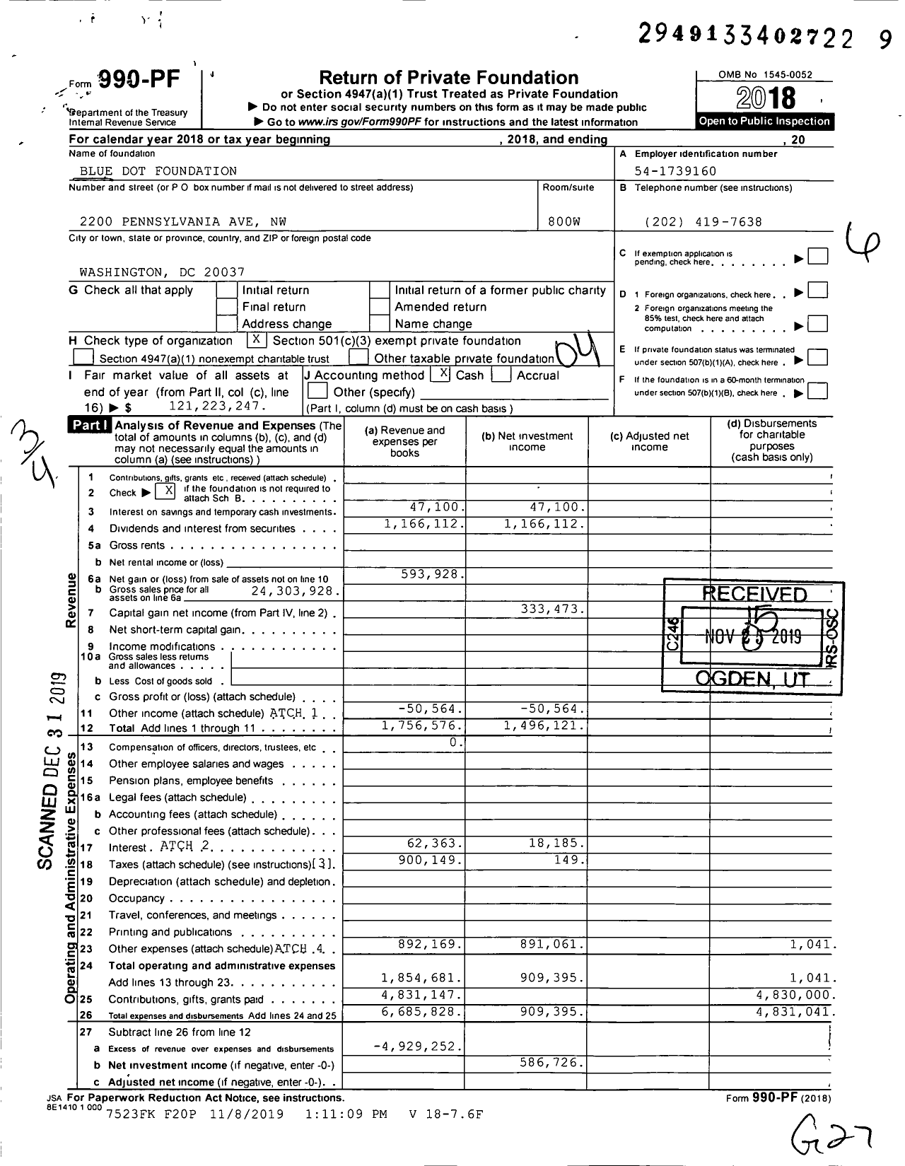 Image of first page of 2018 Form 990PF for Indian Paintbrush Foundation