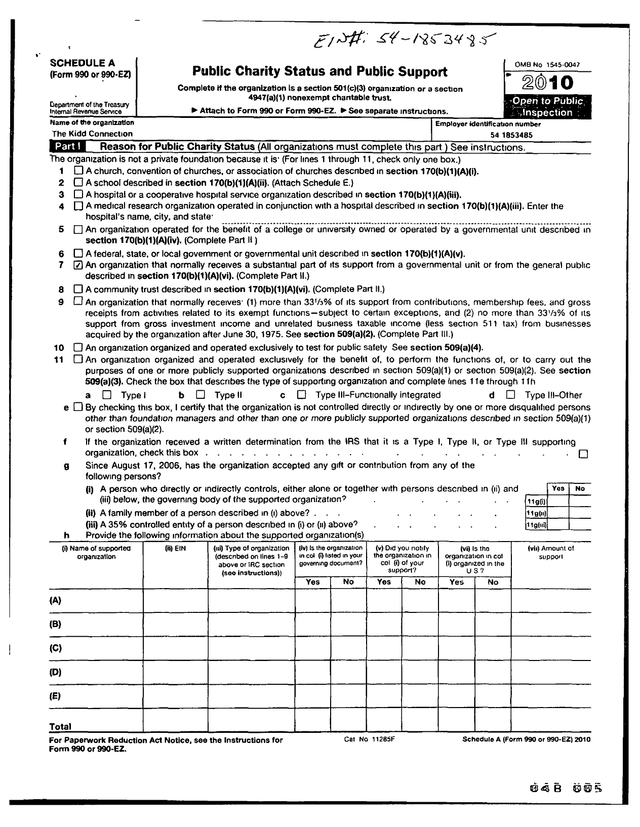 Image of first page of 2010 Form 990R for Kidd Connection