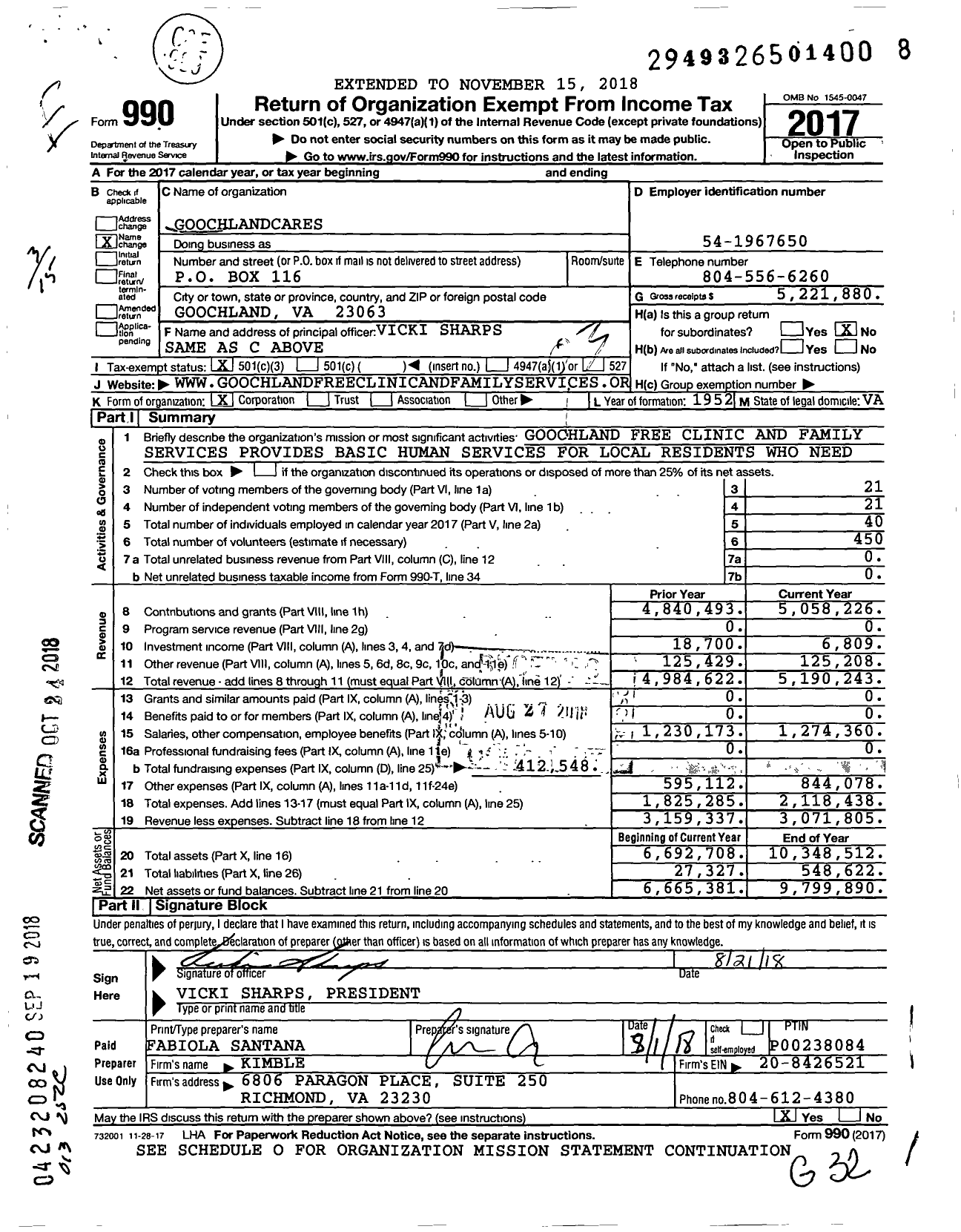 Image of first page of 2017 Form 990 for GoochlandCares