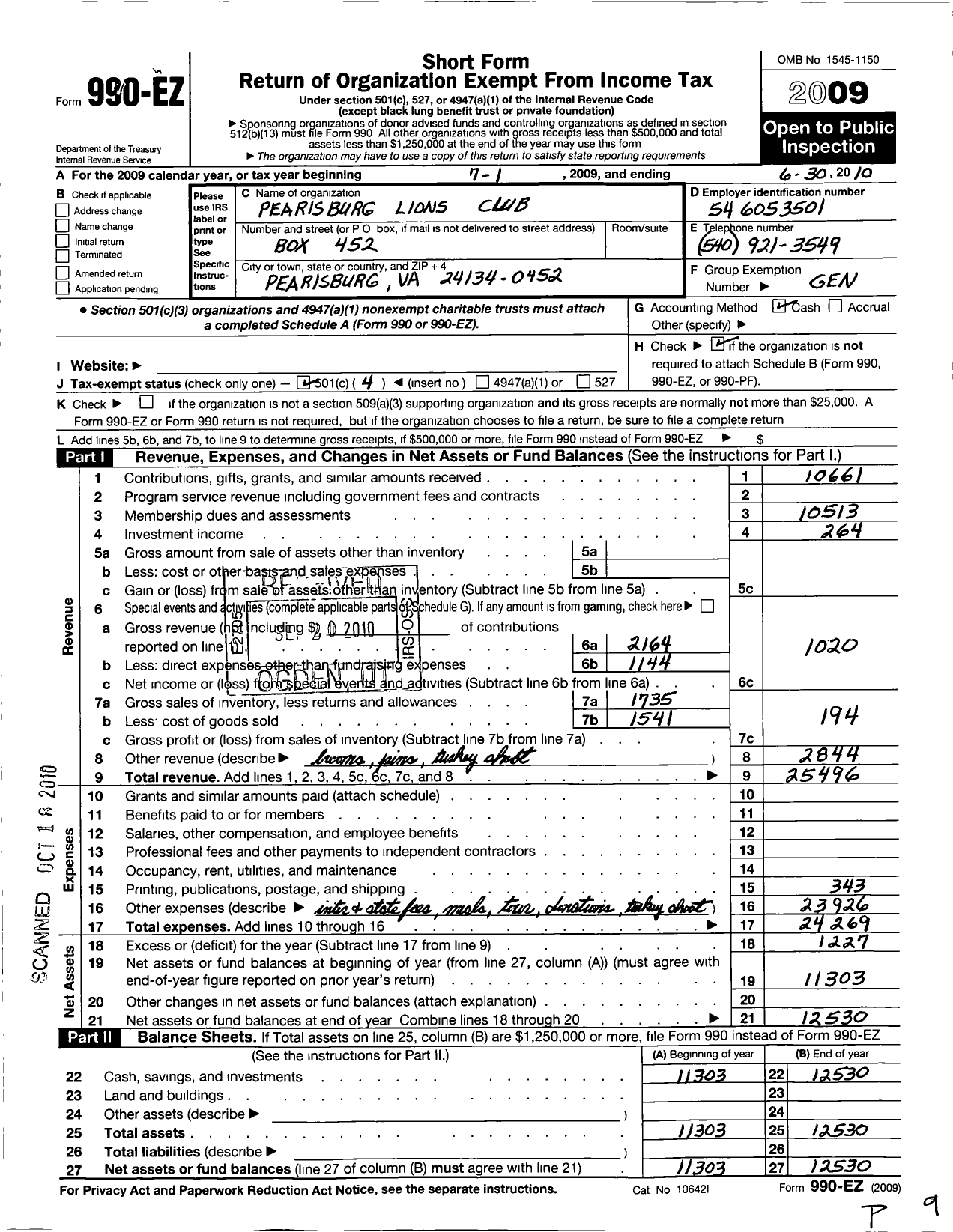 Image of first page of 2009 Form 990EO for International Association of Lions Clubs