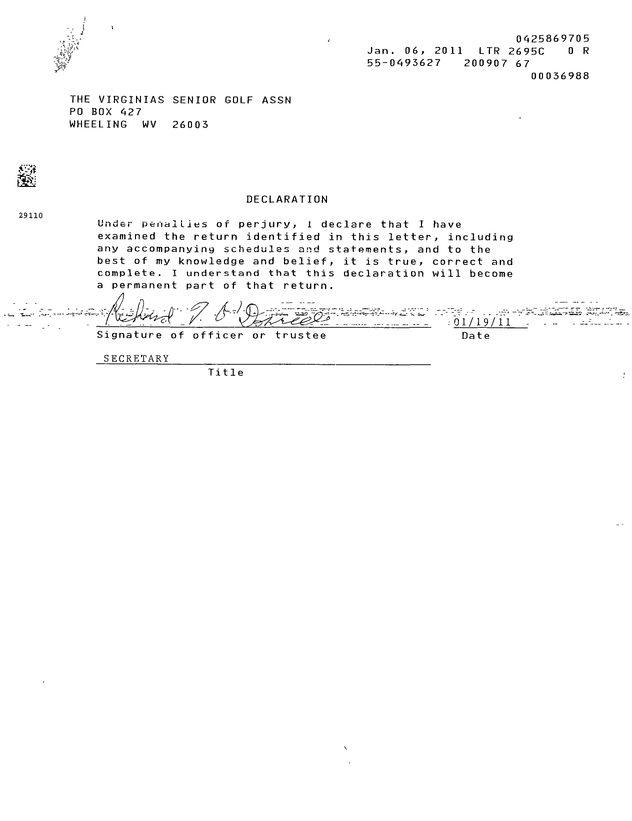 Image of first page of 2008 Form 990EOR for Virginias Senior Golf Association