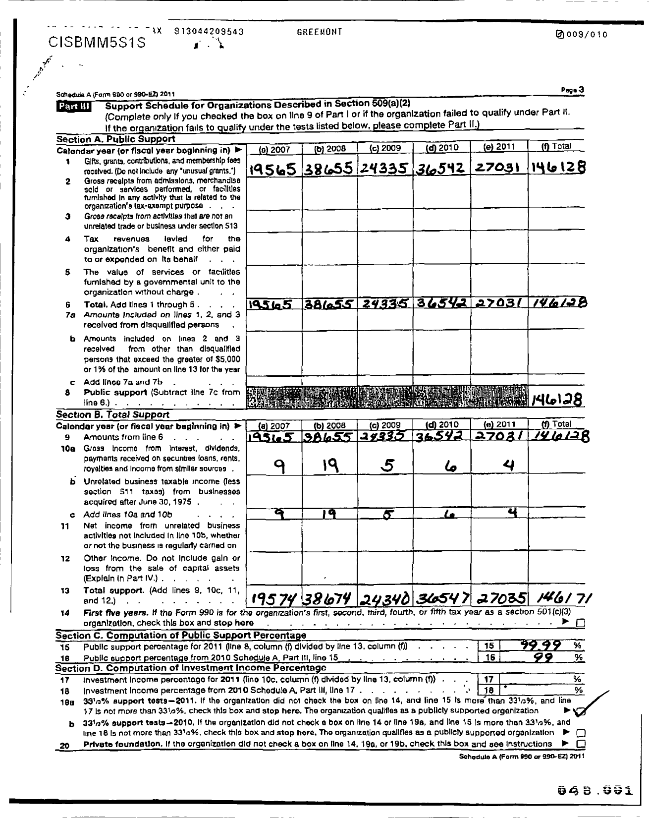 Image of first page of 2011 Form 990ER for West Virginia Congress of Parents and Teachers / Greenmont School PTA