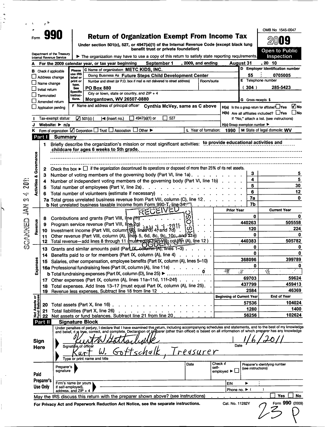 Image of first page of 2009 Form 990O for Metc Kids