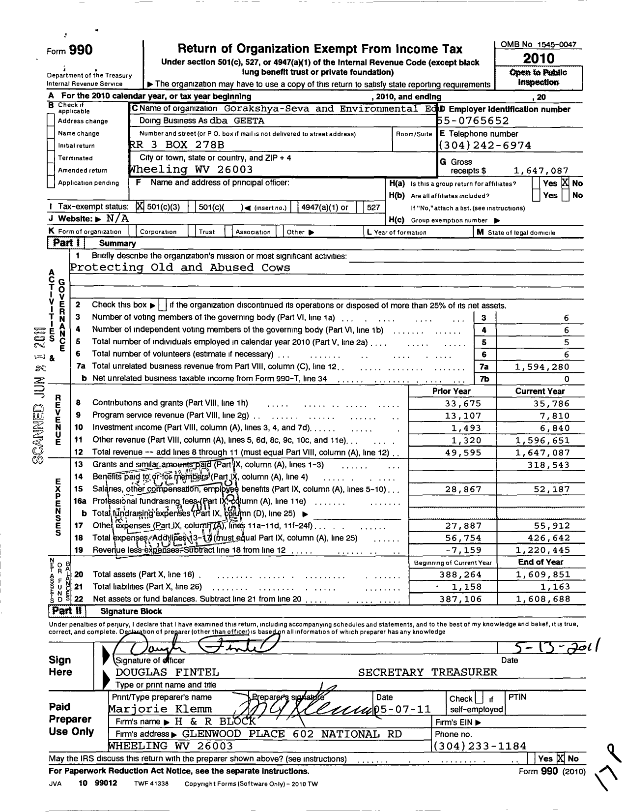 Image of first page of 2010 Form 990 for Gorakshya Seva and Environmental