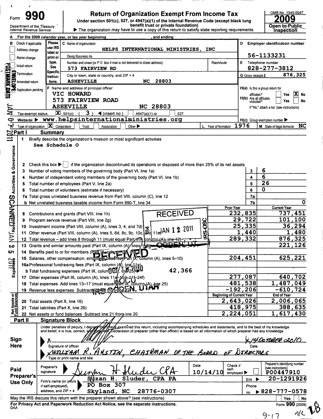 Image of first page of 2009 Form 990 for Helps International Ministries