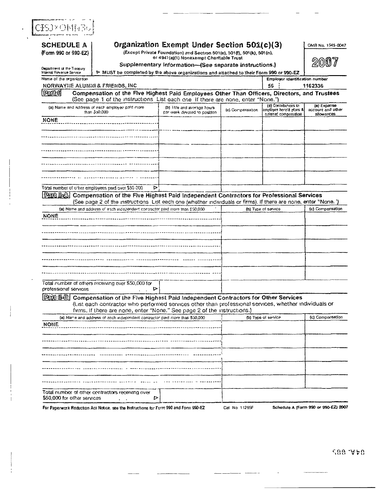 Image of first page of 2007 Form 990ER for Norwayne Alumni and Friends Incorporated