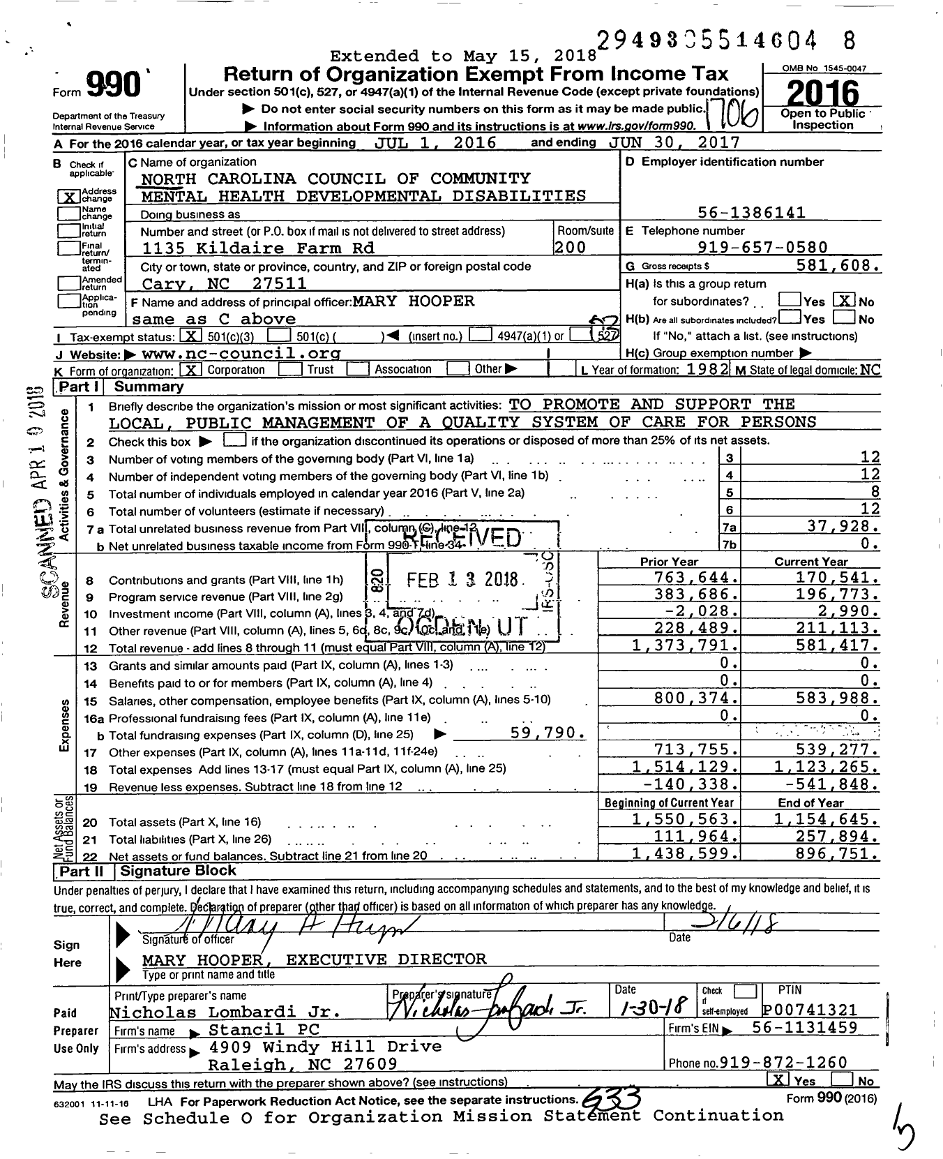 Image of first page of 2016 Form 990 for i2i Center for Integrative Health