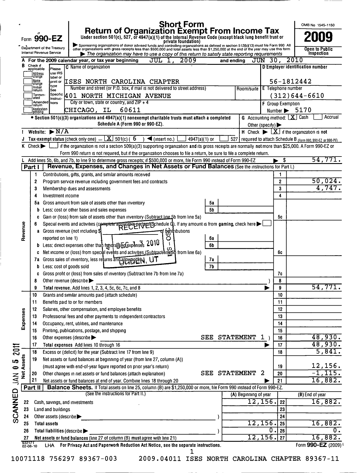 Image of first page of 2009 Form 990EO for International Live Events Association / Charlotte Chapter Inc