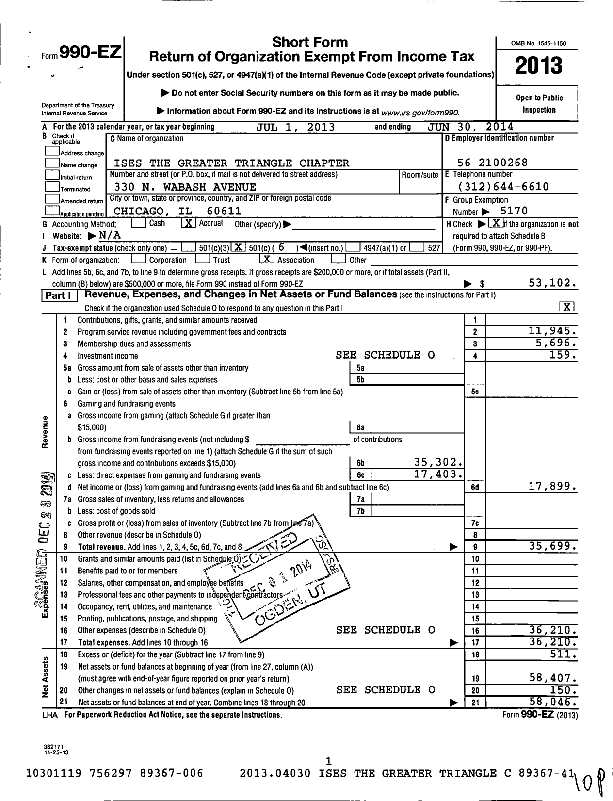 Image of first page of 2013 Form 990EO for International Live Events Association / Raleigh-Durham Chapter Inc