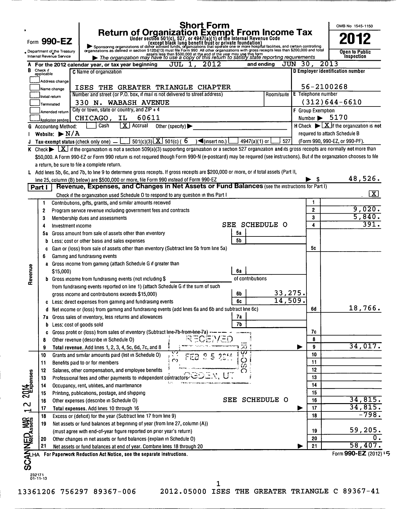 Image of first page of 2012 Form 990EO for International Live Events Association / Raleigh-Durham Chapter Inc