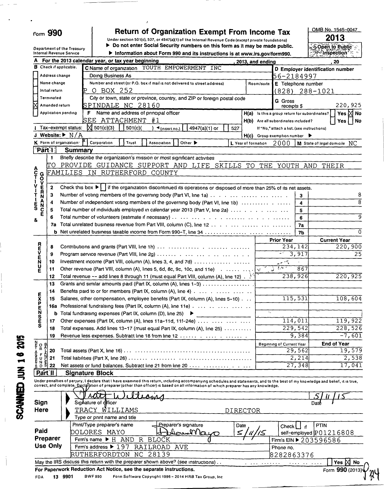 Image of first page of 2013 Form 990 for Youth Empowerment