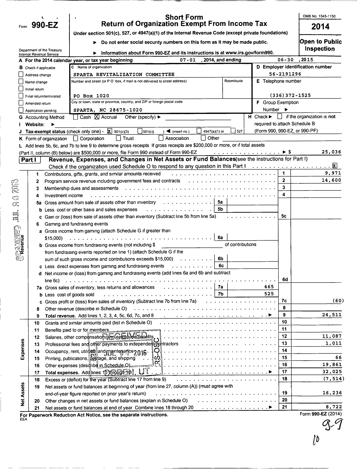 Image of first page of 2014 Form 990EZ for Alleghany Economic Development Alliance