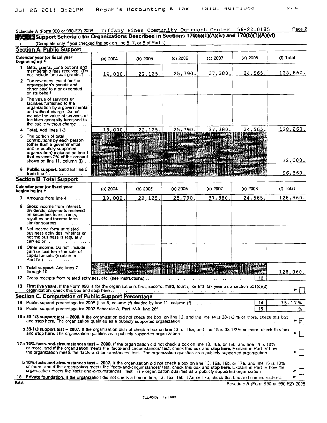 Image of first page of 2008 Form 990ER for Bicycle Man Community Outreach Projects