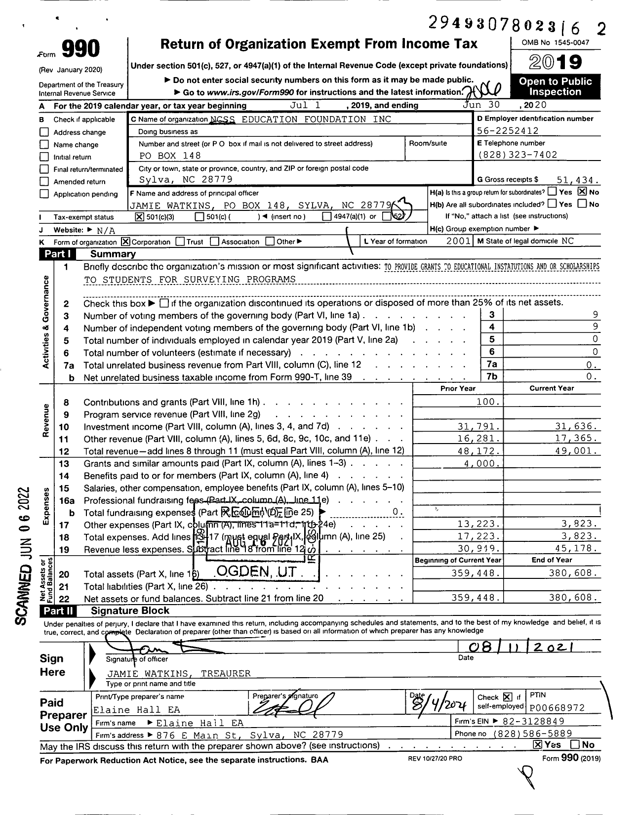 Image of first page of 2019 Form 990 for NCSS Education Foundation