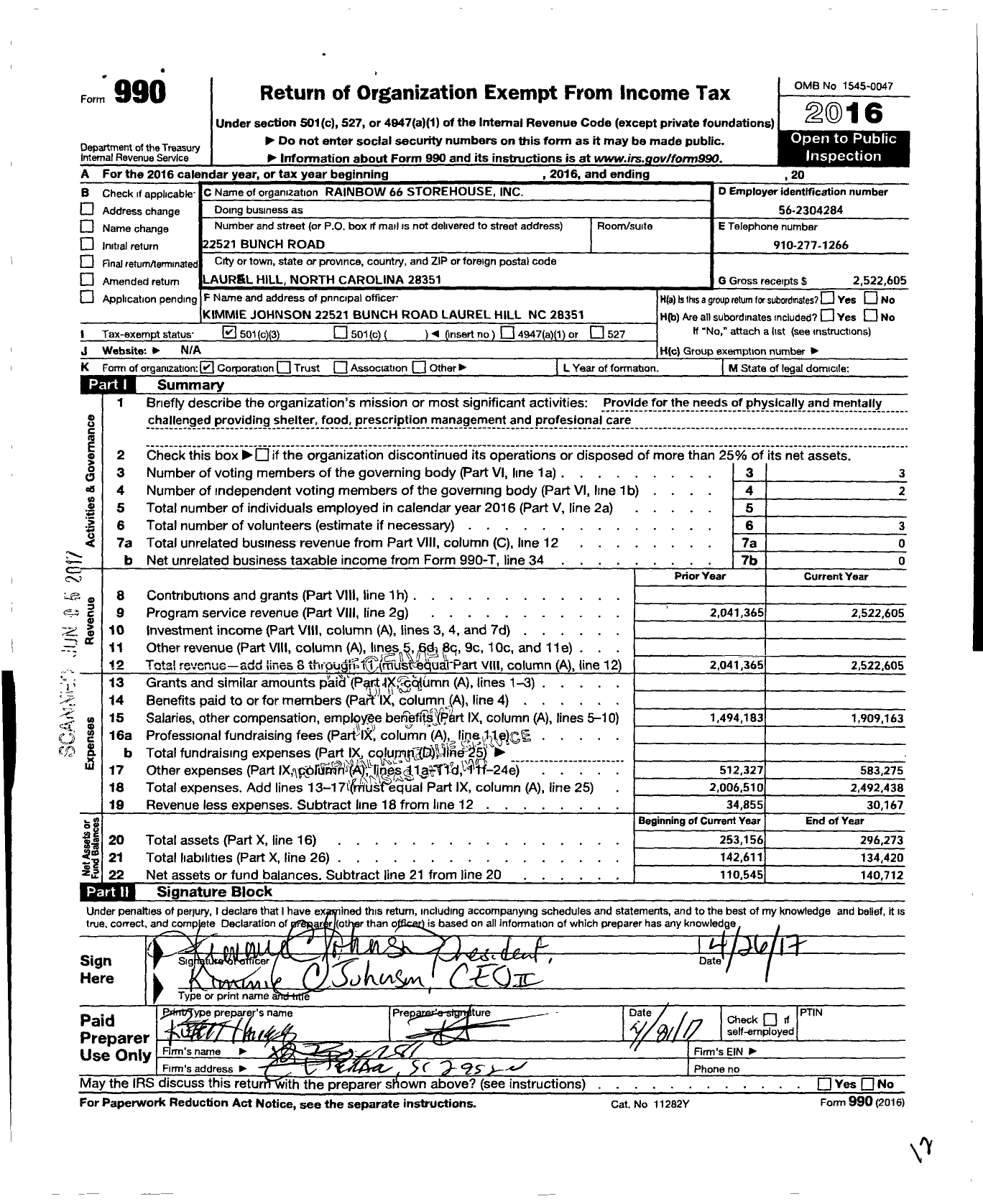 Image of first page of 2016 Form 990 for Rainbow 66 Storehouse Diversity with Destiny