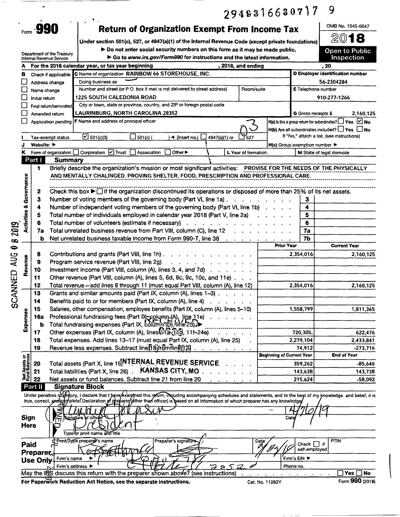 Image of first page of 2018 Form 990 for Rainbow 66 Storehouse Diversity with Destiny