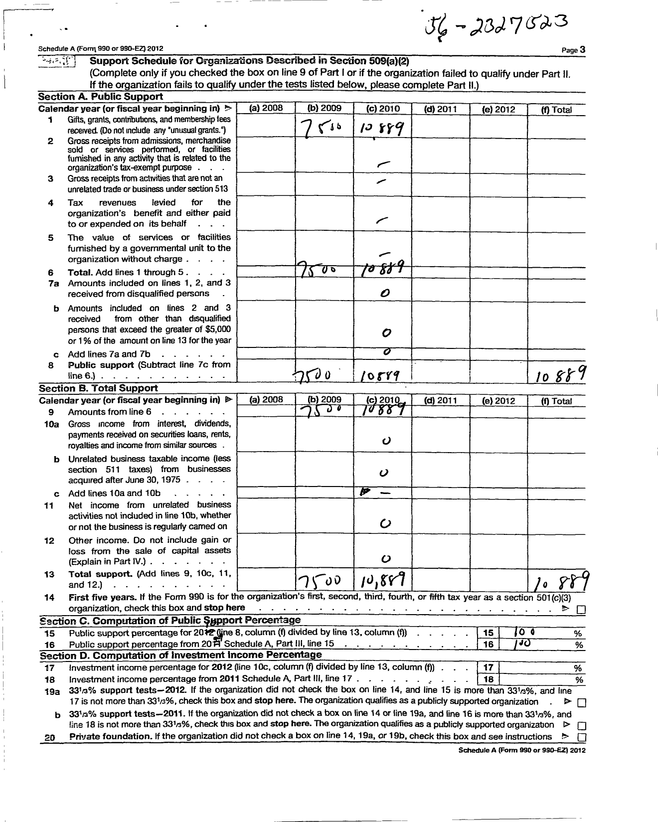 Image of first page of 2010 Form 990ER for Voice of the Faithful of Northern New Jersey (VOTFNNJ)