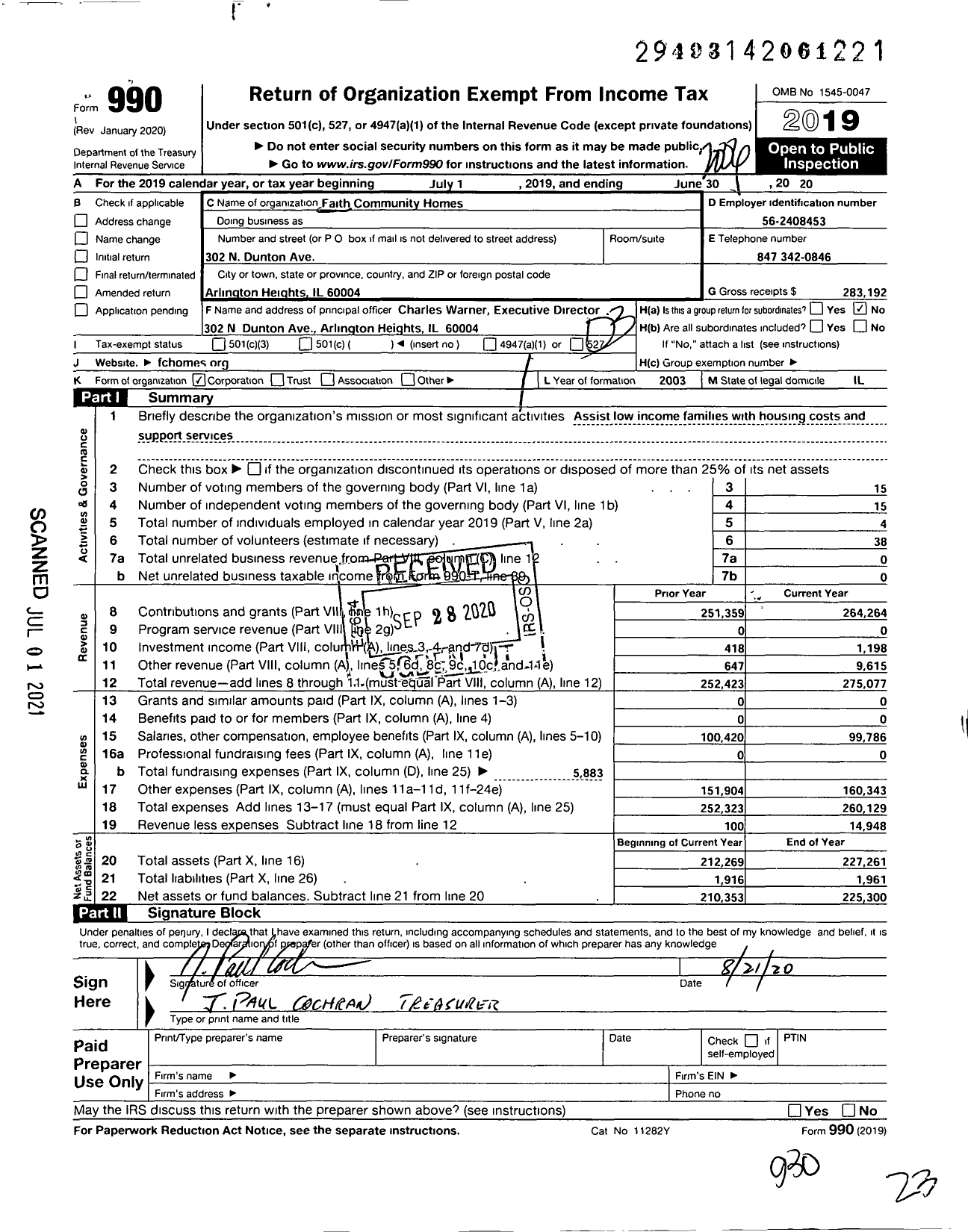 Image of first page of 2019 Form 990 for FamilyForward