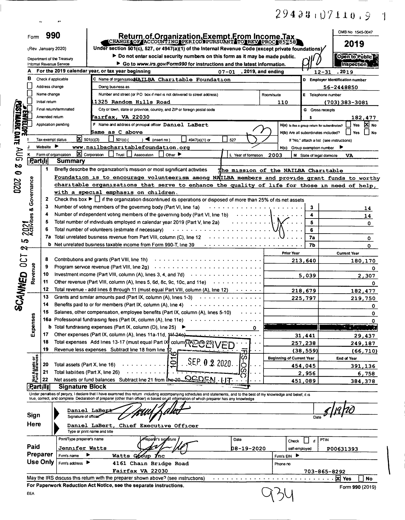 Image of first page of 2019 Form 990 for NAILBA Charitable Foundation