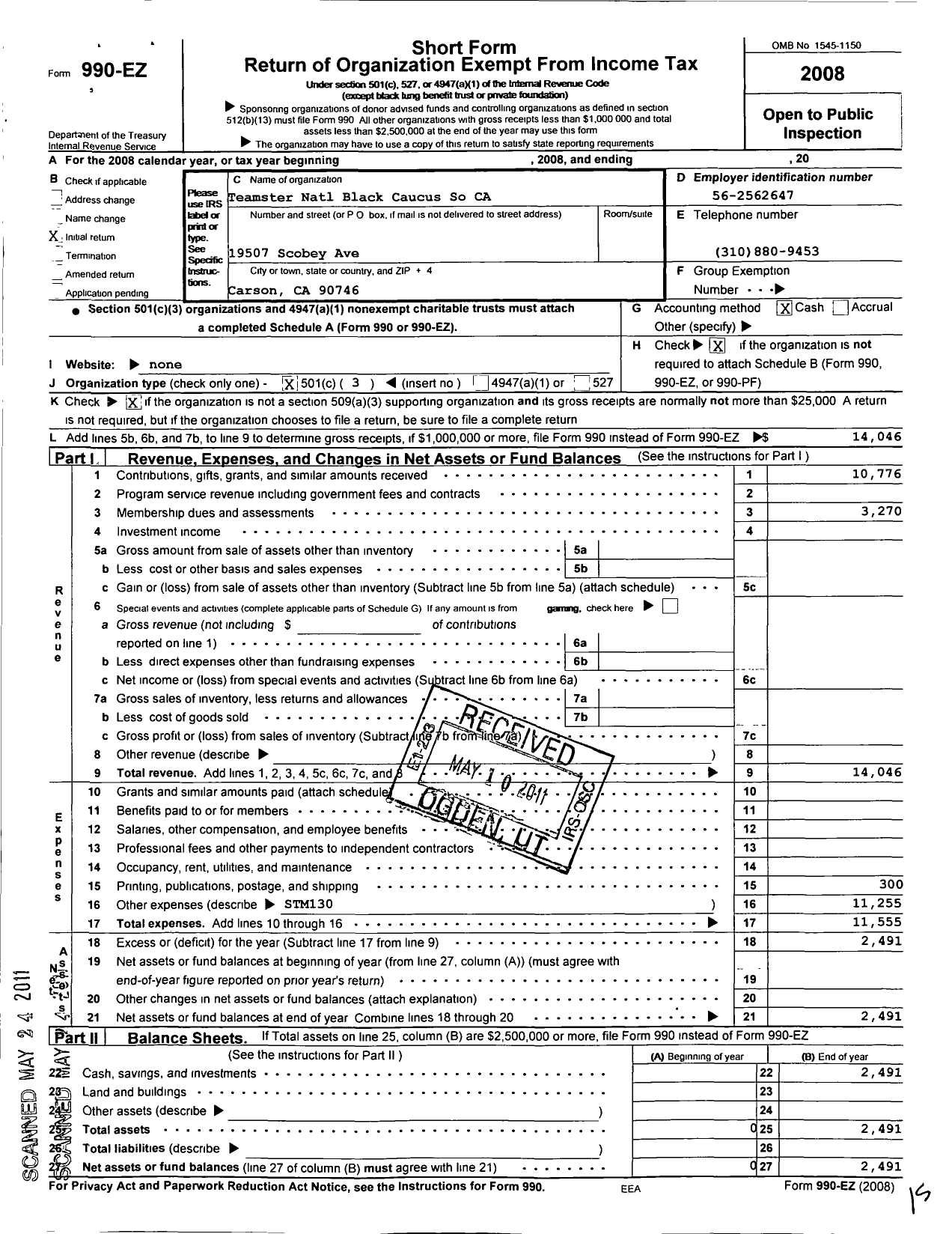 Image of first page of 2008 Form 990EZ for TNBC So Cal Chapter