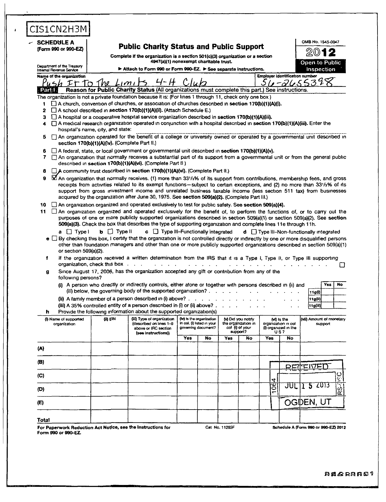 Image of first page of 2010 Form 990EOR for The Ohio State University / Push It To the Limit 4-H Club