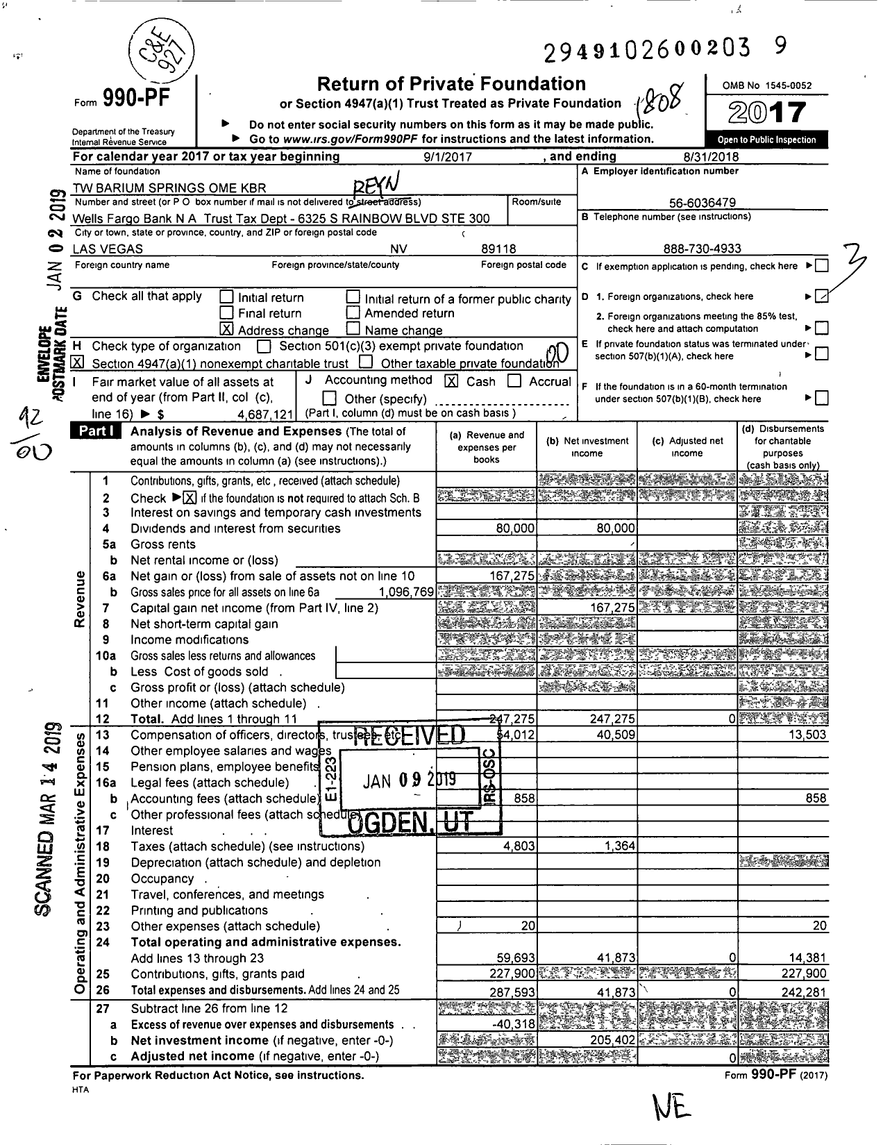 Image of first page of 2017 Form 990PF for TW Barium Springs Home KBR