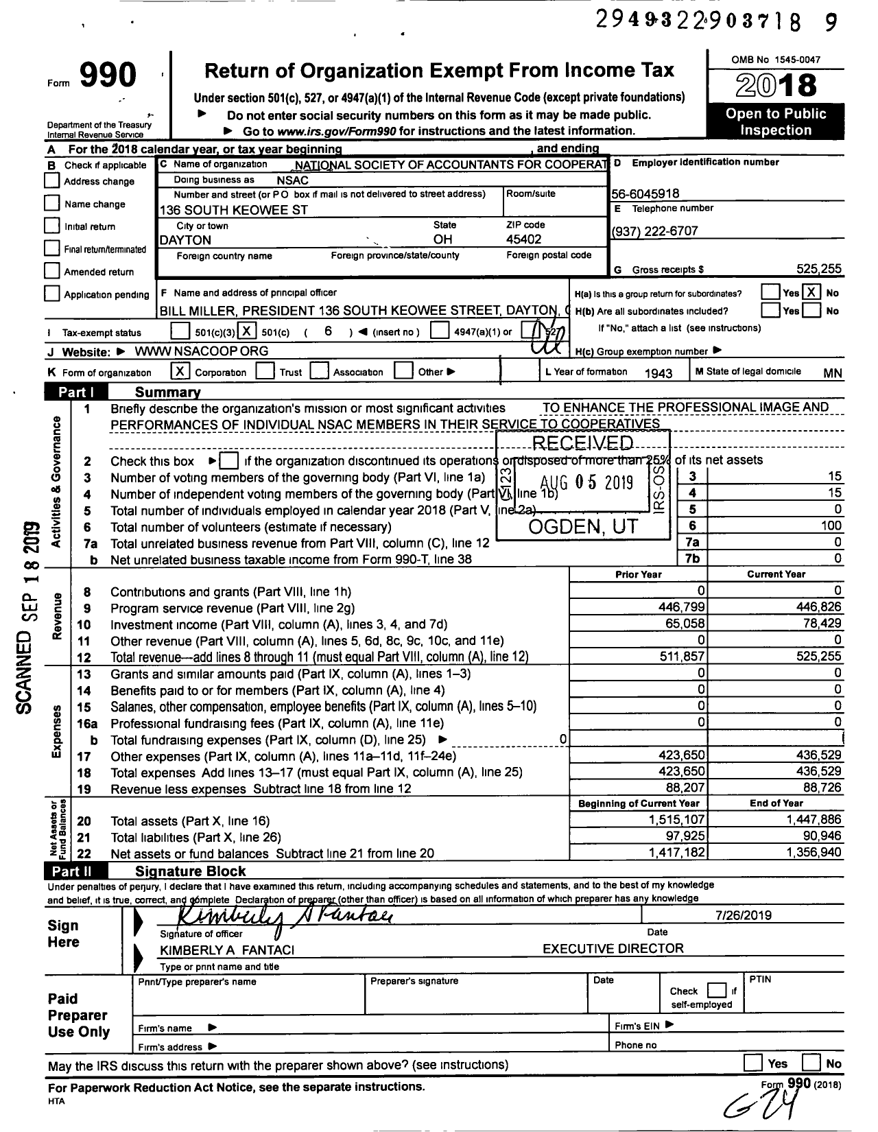 Image of first page of 2018 Form 990O for National Society of Accountants for Cooperatives (NSAC)