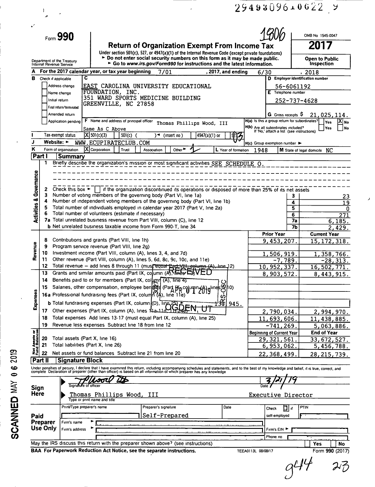 Image of first page of 2017 Form 990 for Pirate Club