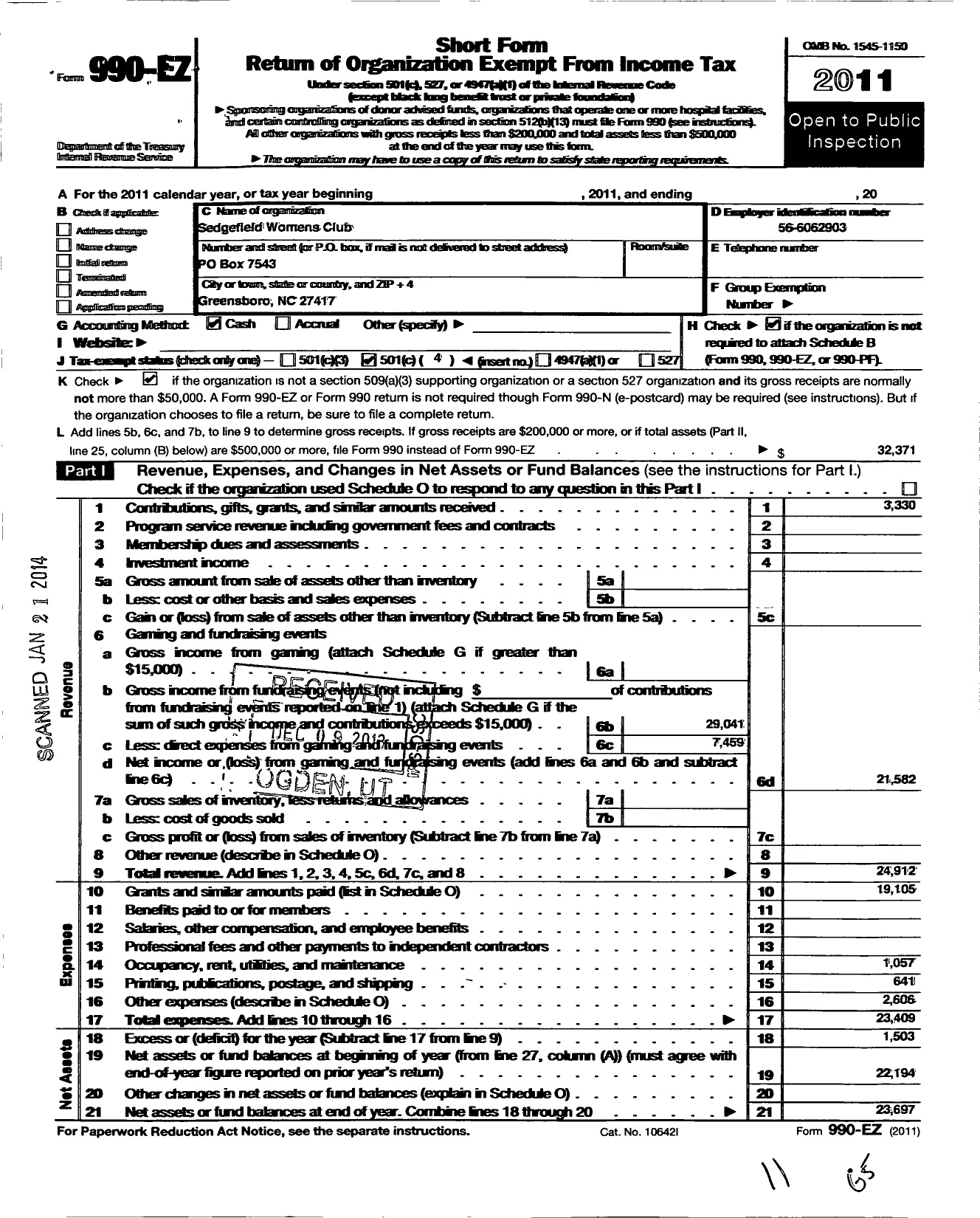 Image of first page of 2011 Form 990EO for General Federation of Womens Clubs