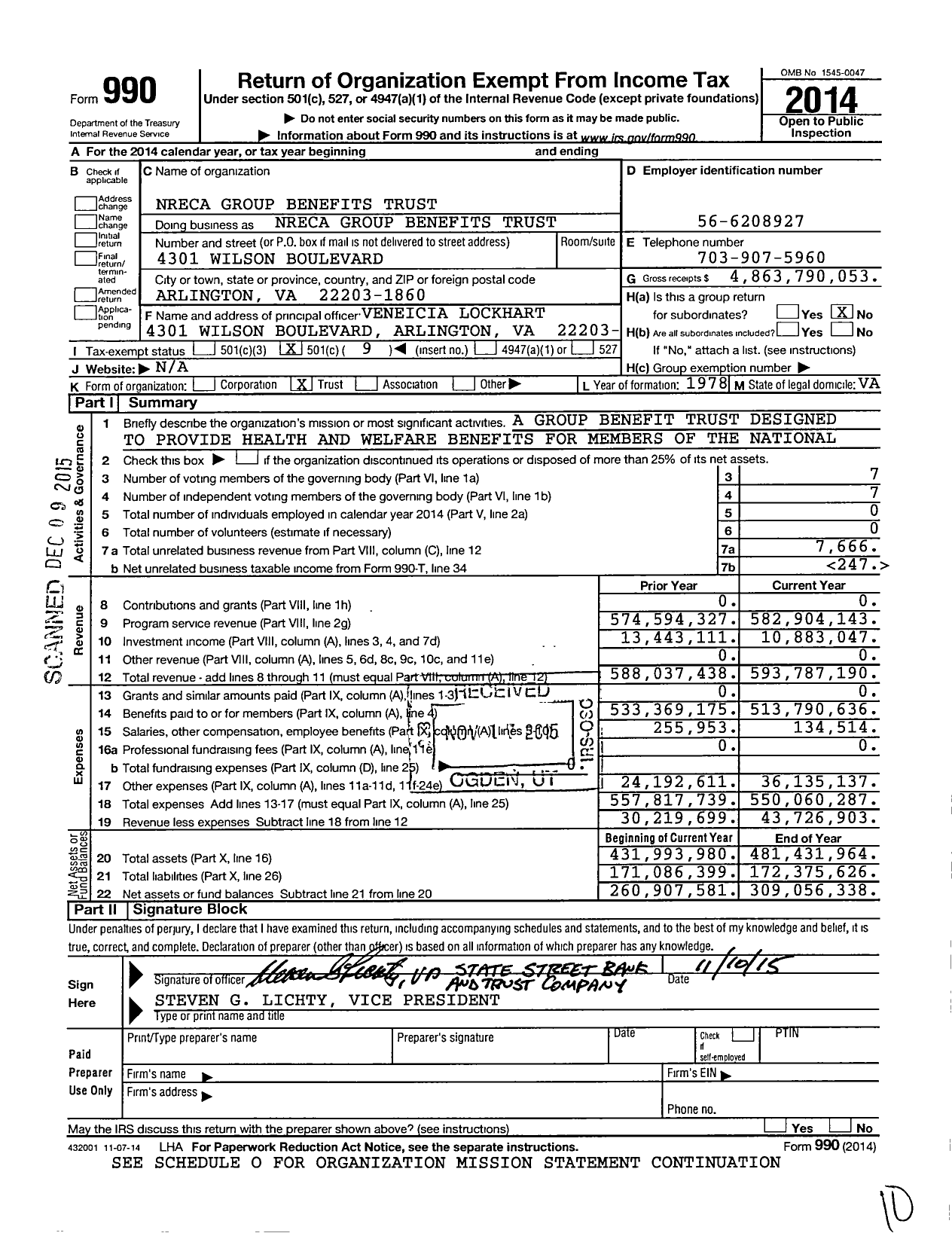 Image of first page of 2014 Form 990O for NRECA Group Benefits Trust