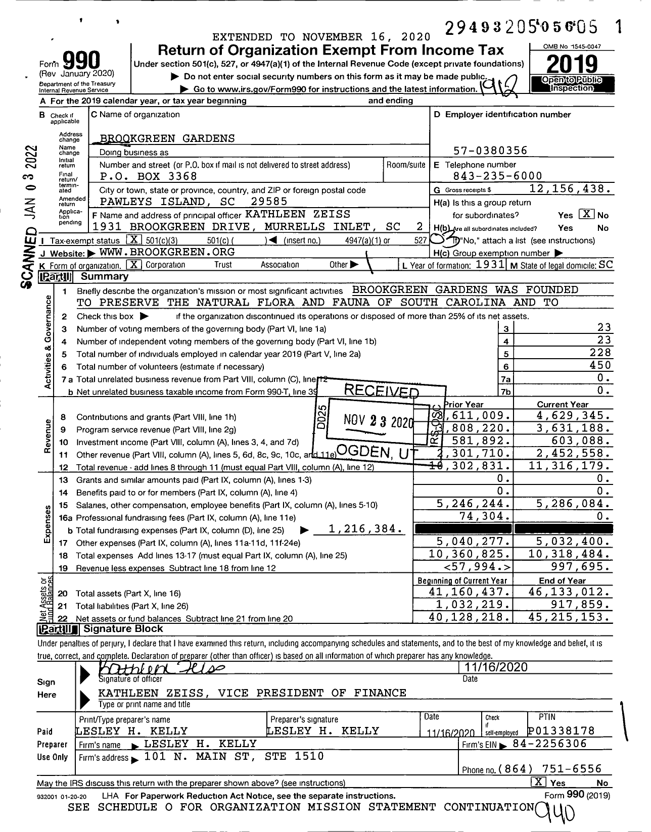 Image of first page of 2019 Form 990 for Brookgreen Gardens