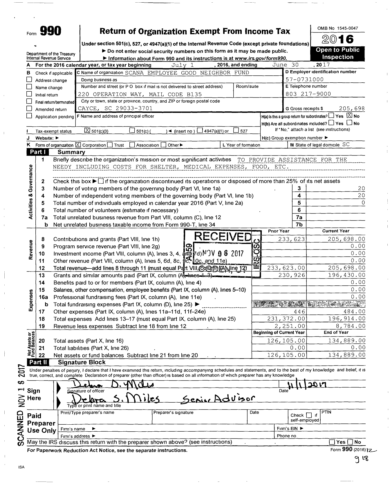 Image of first page of 2016 Form 990 for Good Neighbor Fund