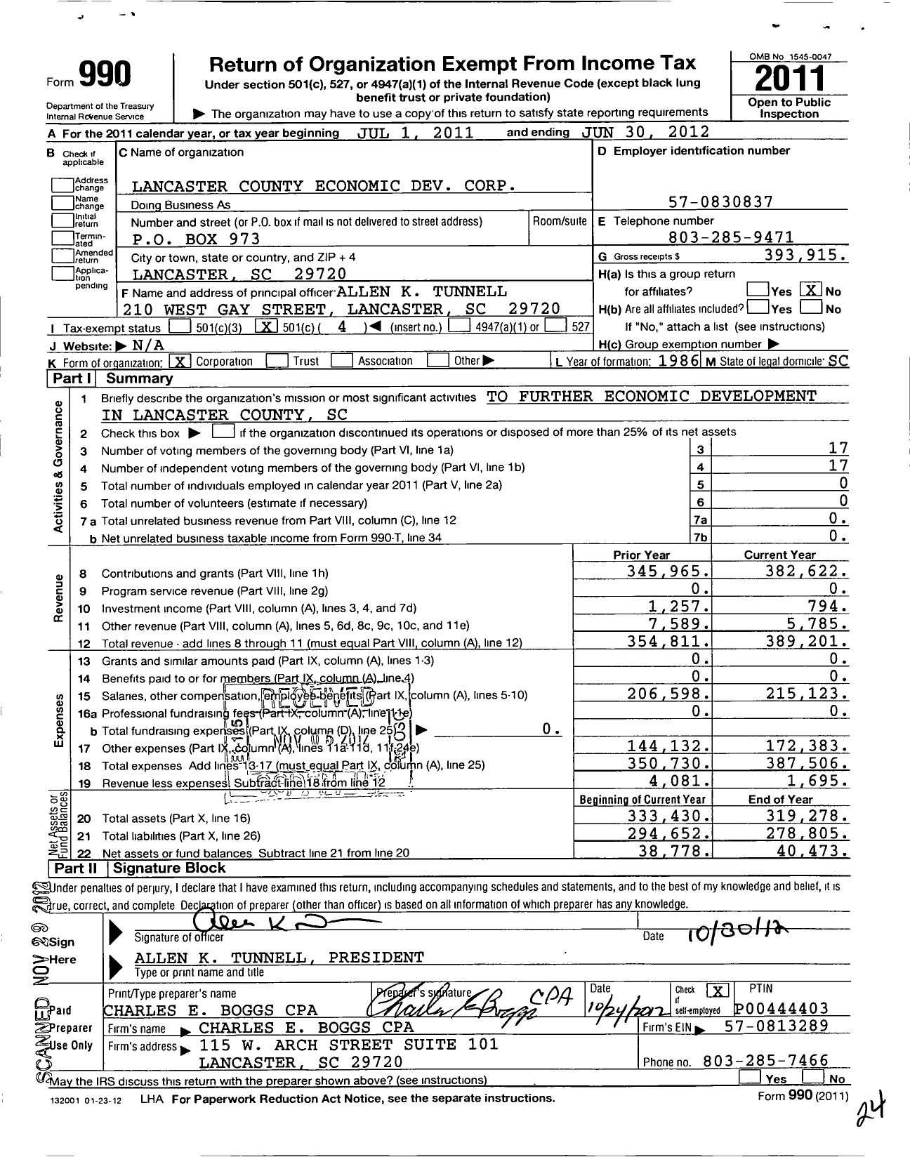 Image of first page of 2011 Form 990O for Lancaster County Economic Dev Corporation