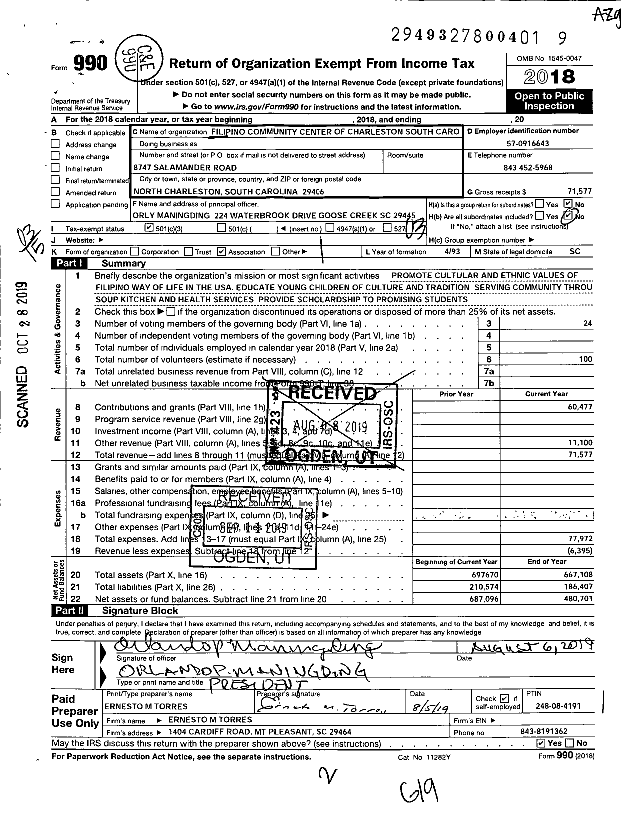 Image of first page of 2018 Form 990 for FCC