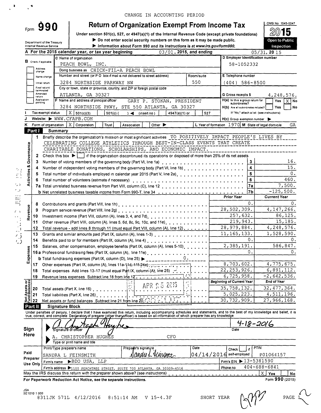 Image of first page of 2014 Form 990 for Chick-fil-A Peach Bowl