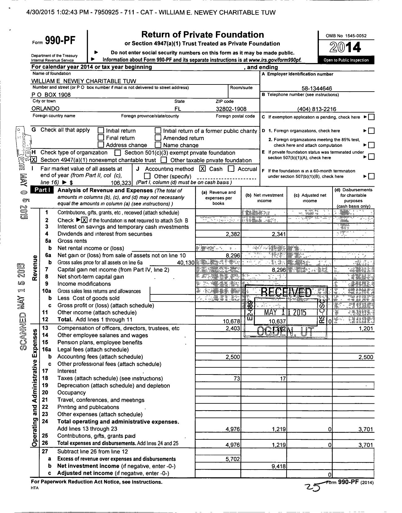 Image of first page of 2014 Form 990PF for The Community Foundation for Greater Atlanta