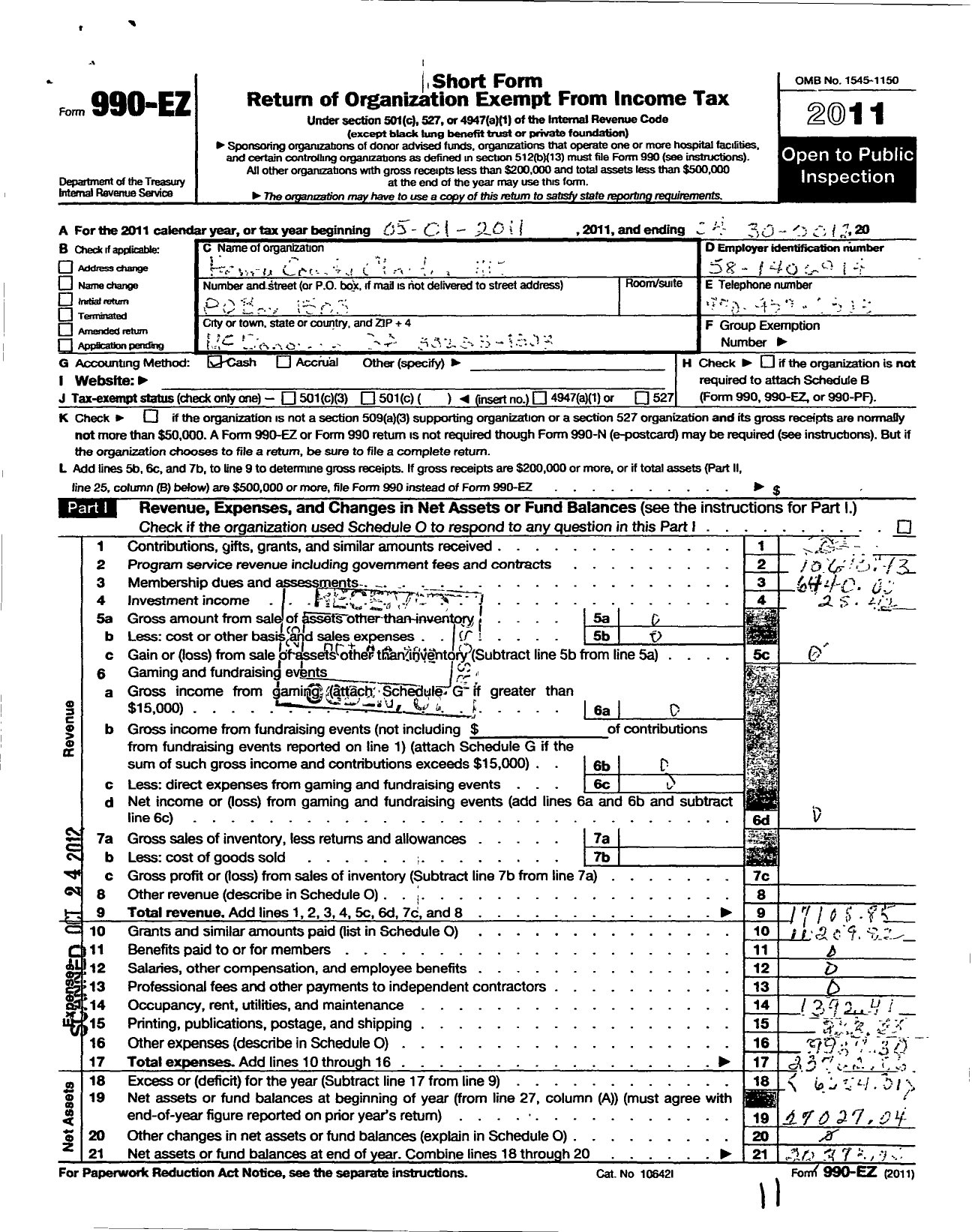 Image of first page of 2011 Form 990EO for Loyal Order of Moose - 1115