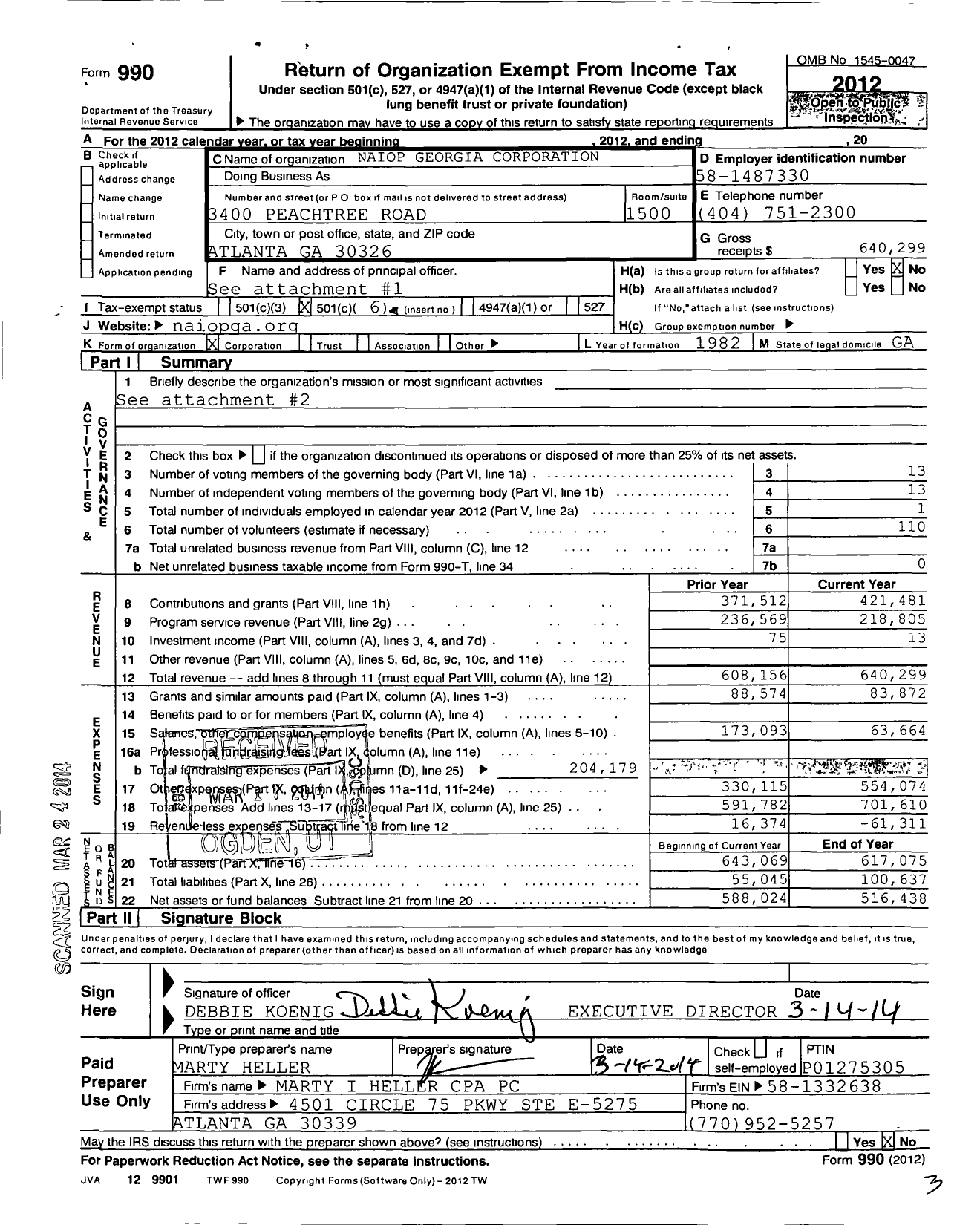 Image of first page of 2012 Form 990O for National Association for Industrial and Office Parks Georgia Corporation