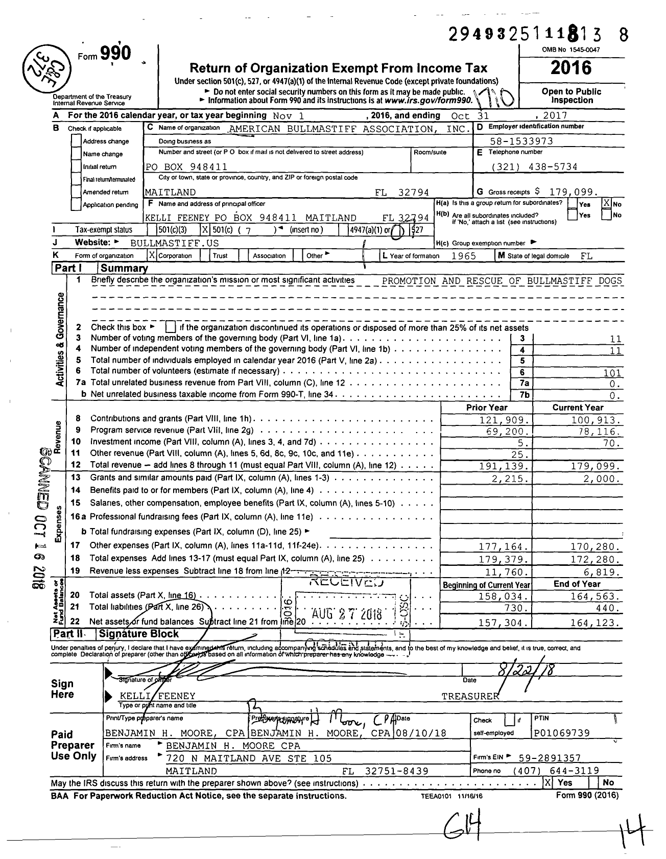 Image of first page of 2016 Form 990O for American Bullmastiff Association