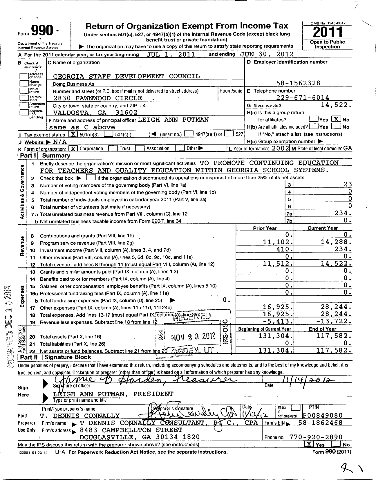 Image of first page of 2011 Form 990 for Learning Forward Georgia