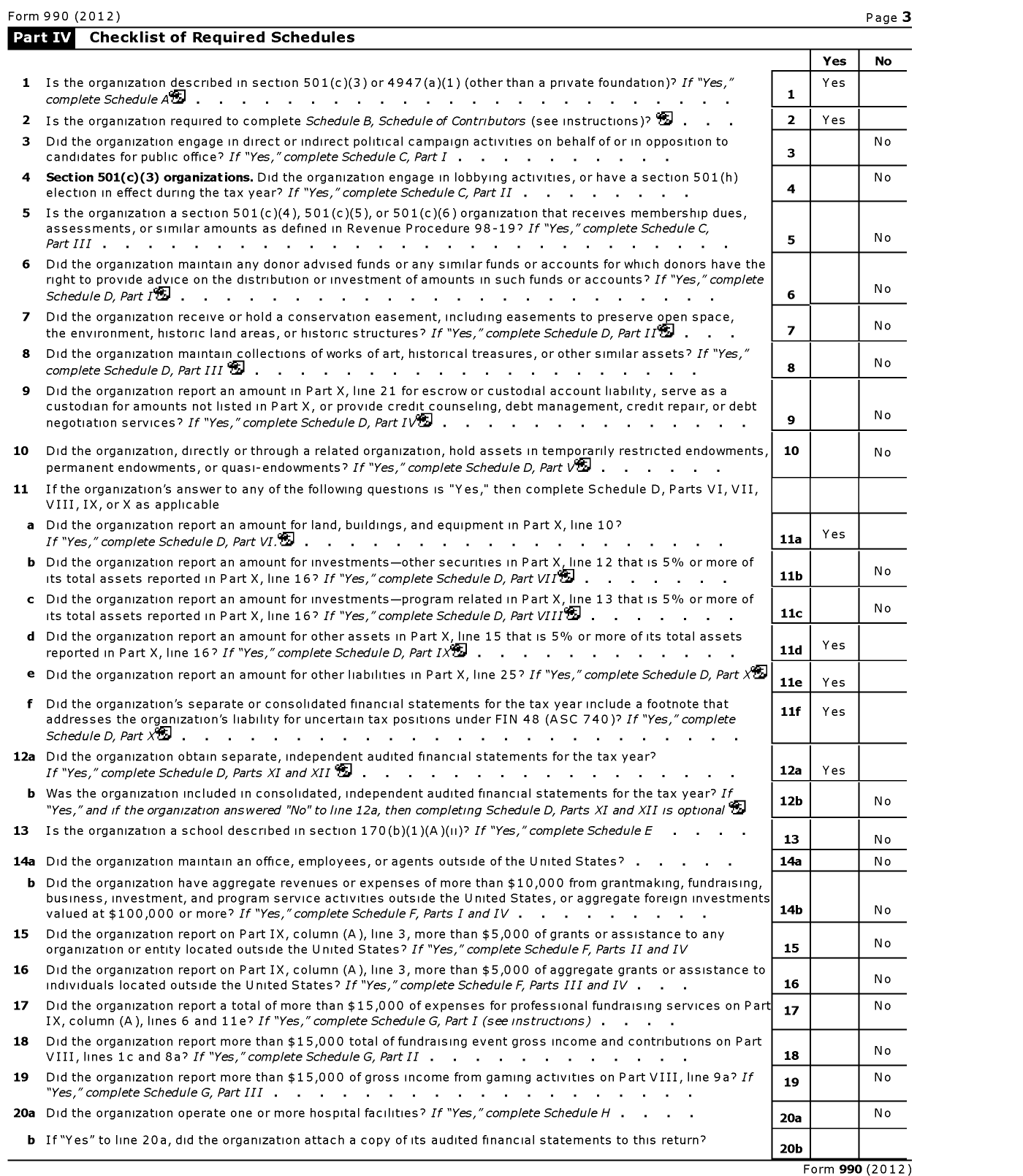 Image of first page of 2012 Form 990 for Volunteer Residences-Four