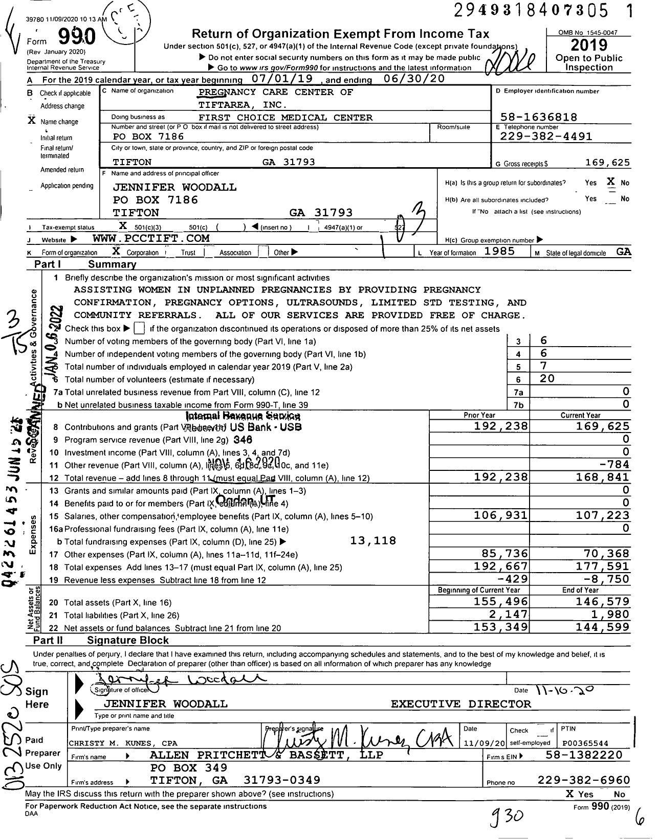 Image of first page of 2019 Form 990 for First Choice Medical Center