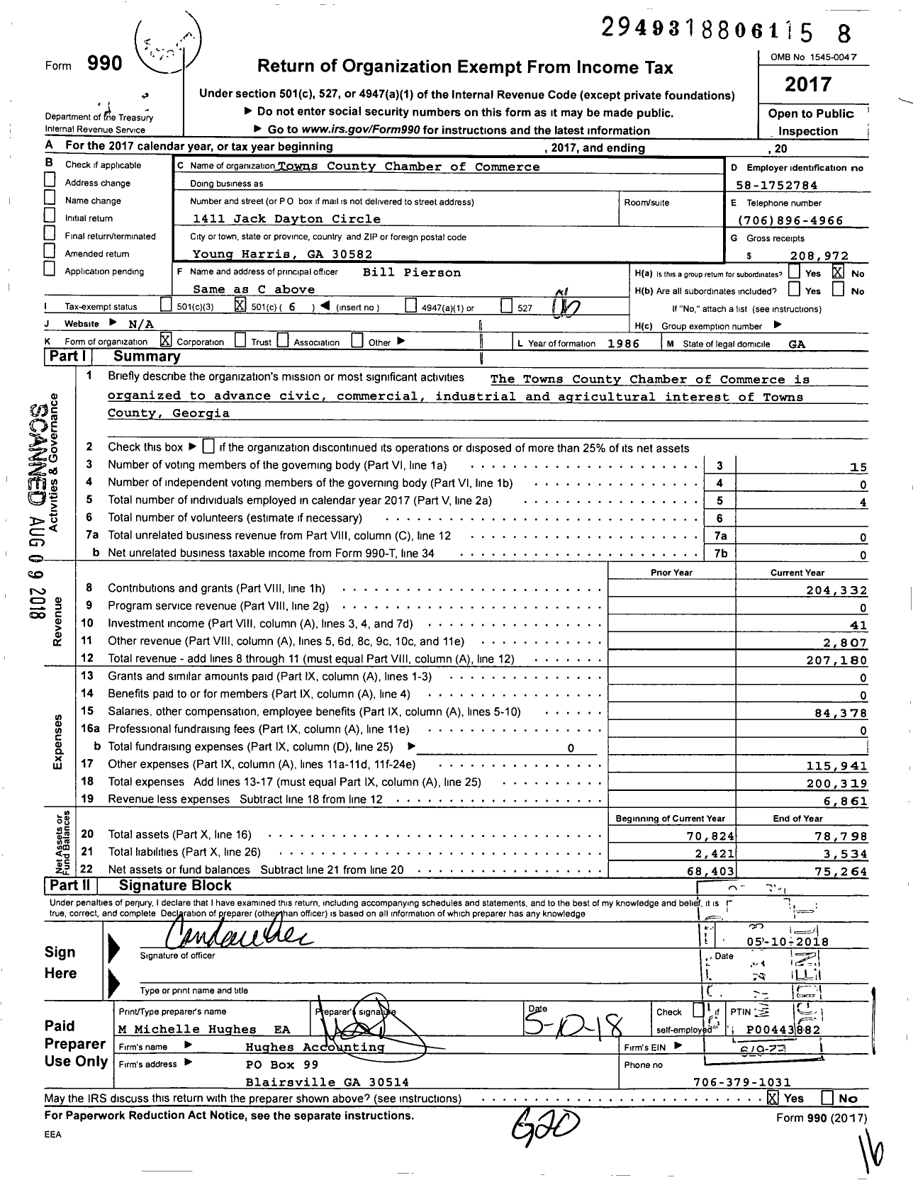 Image of first page of 2017 Form 990O for Lake Chatuge Chamber of Commerce