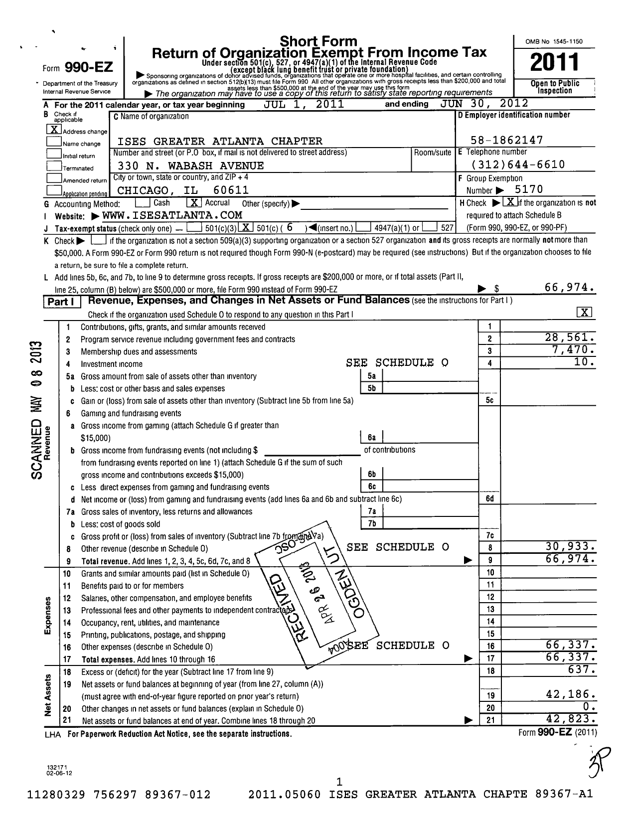 Image of first page of 2011 Form 990EO for International Live Events Association / Greater Atlanta Chapter Inc