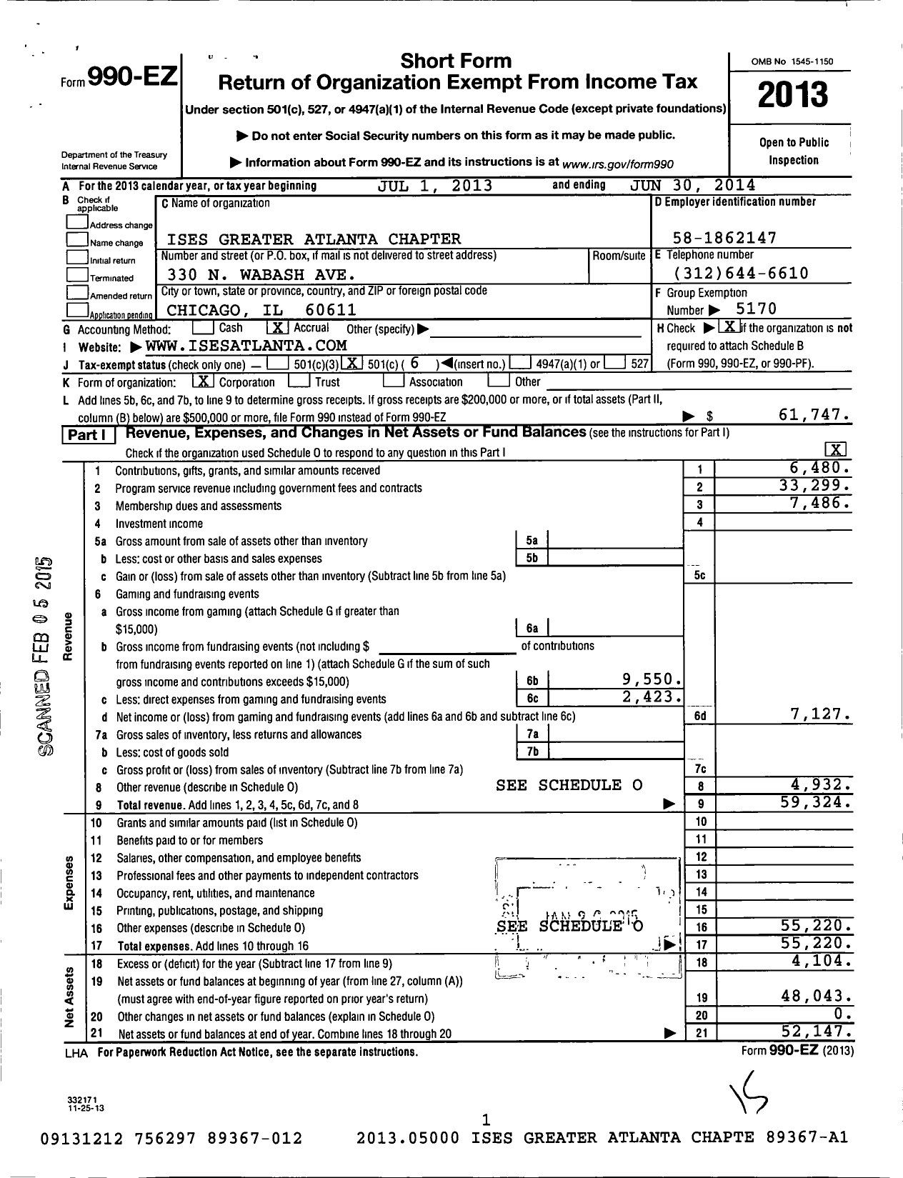 Image of first page of 2013 Form 990EO for International Live Events Association / Greater Atlanta Chapter Inc