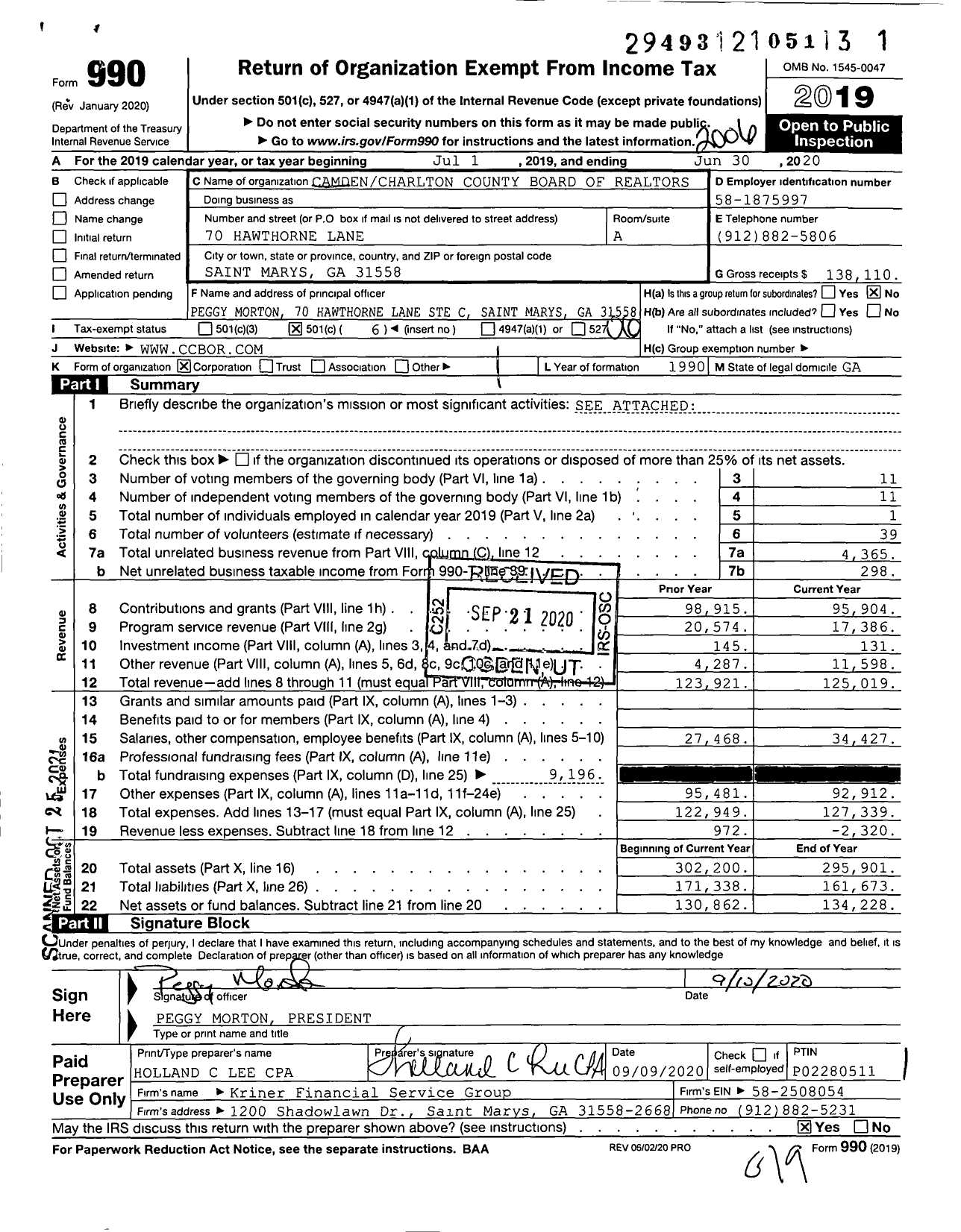 Image of first page of 2019 Form 990O for Camdencharlton County Board of Realtors