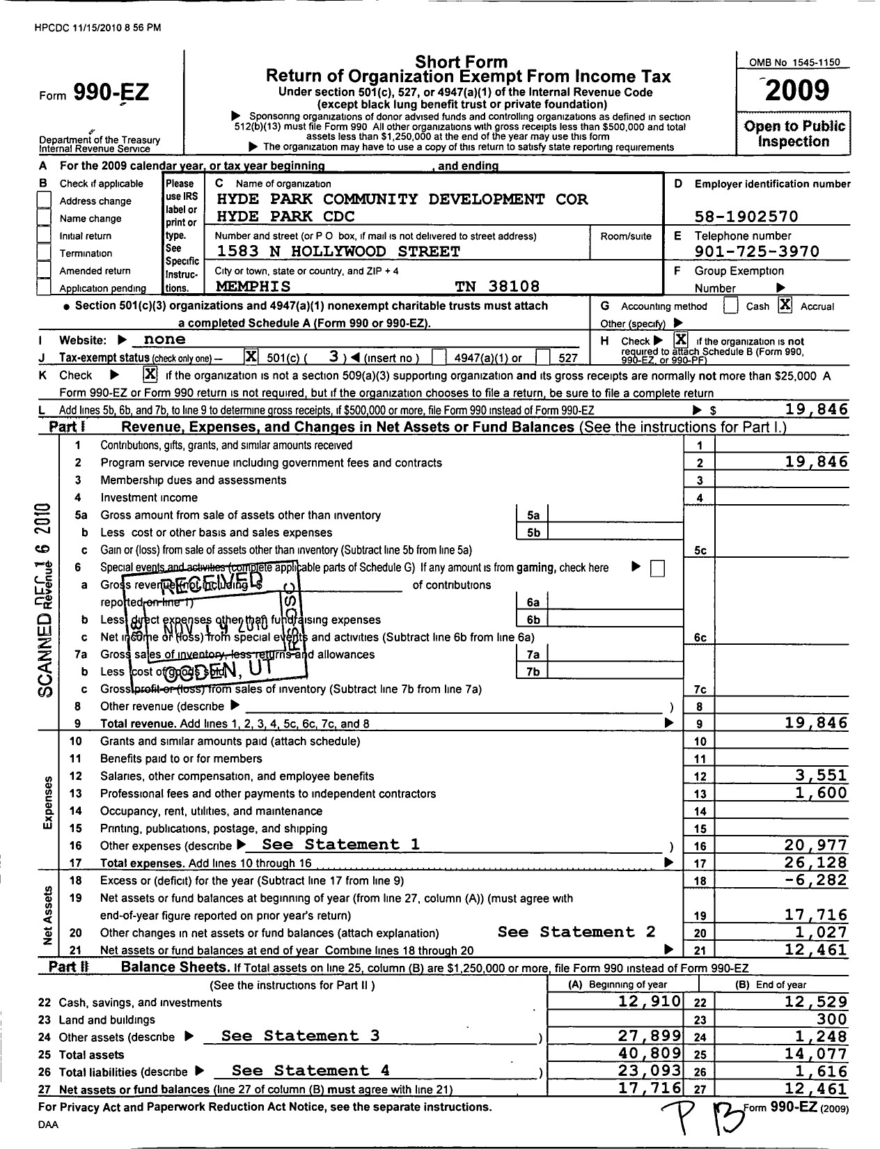 Image of first page of 2009 Form 990EZ for Oka Nashoba Community Development Corporation