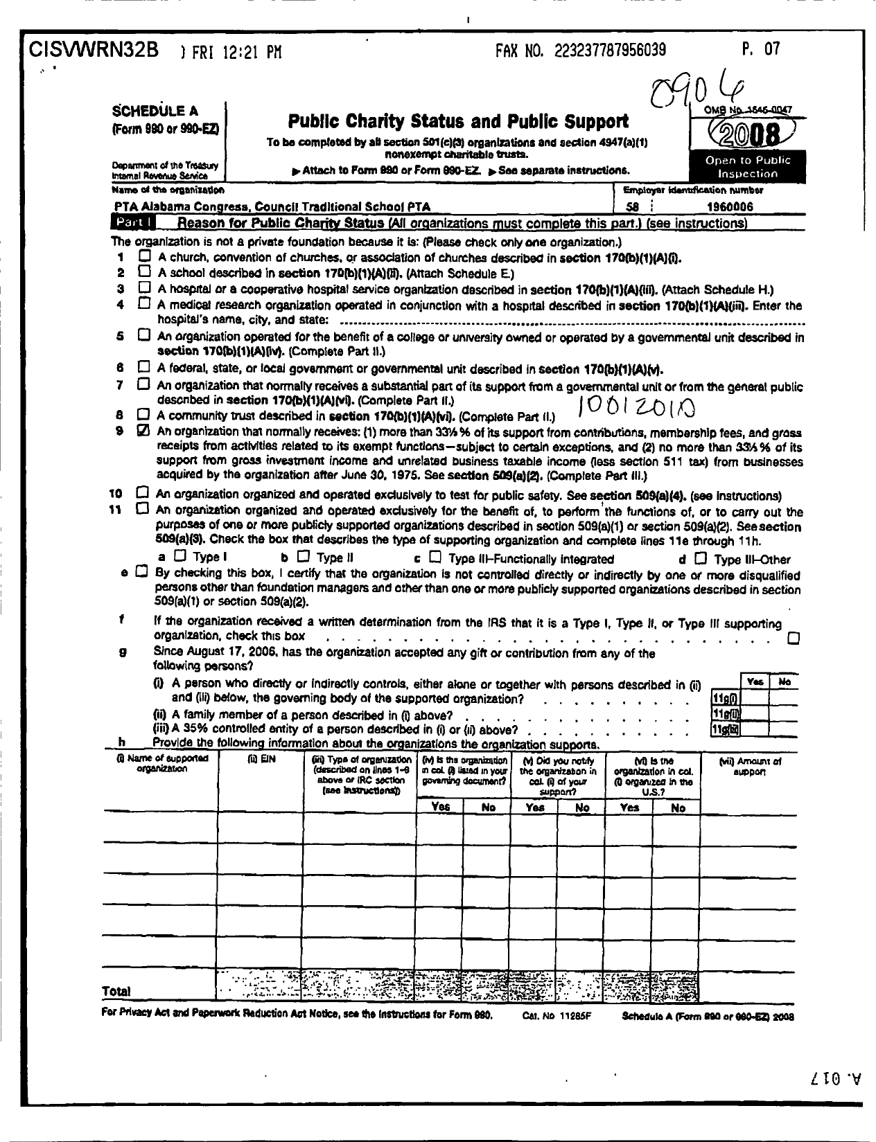 Image of first page of 2008 Form 990ER for PTA Alabama Congress / Council Traditional School PTA