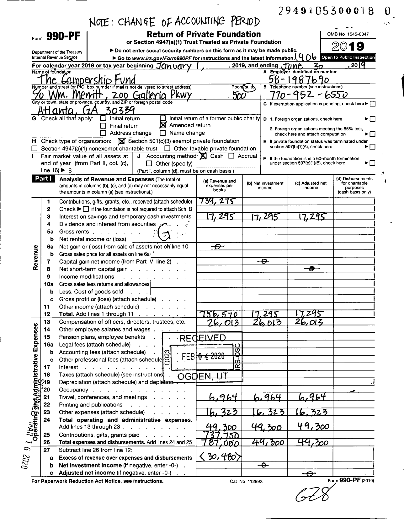 Image of first page of 2018 Form 990PR for The Campership Fund